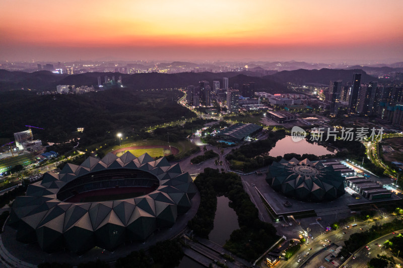 深圳市龙岗大运中心航拍图