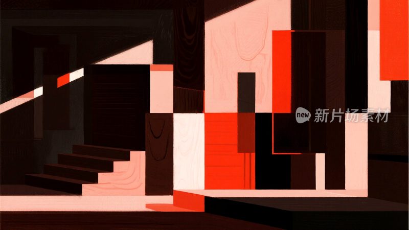 室内光影几何抽象场景