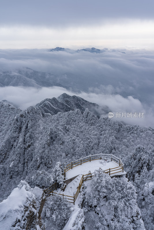 山川大雪云海航拍风景观景台