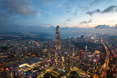 深圳福田中心区夜景航拍