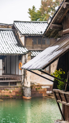 江南水乡古镇雪景