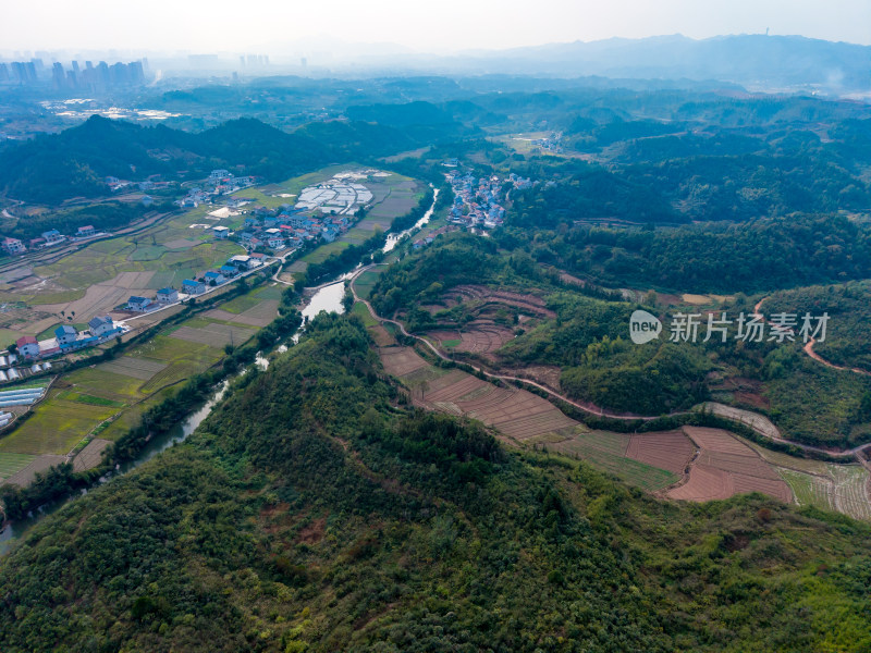 山区农业种植农田航拍图