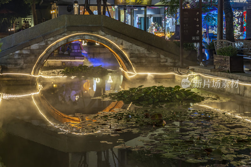 浙江嘉兴西塘古镇江南水乡夜景