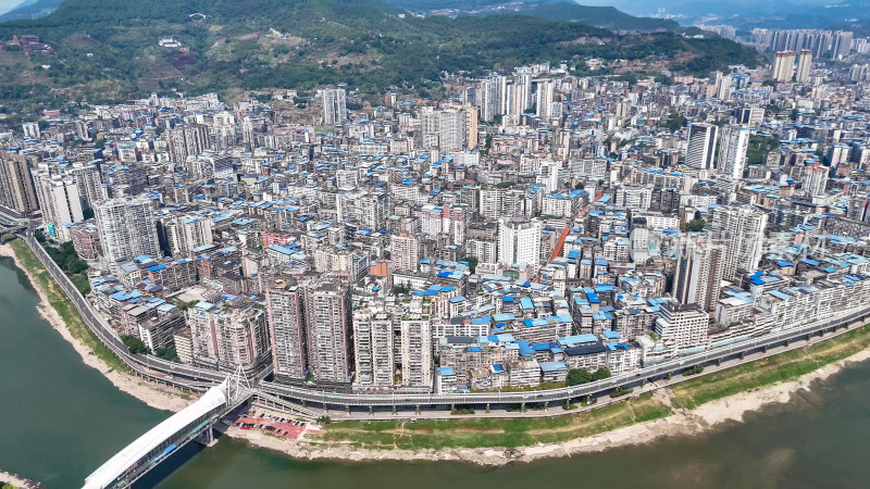 四川达州通川区城市建设航拍图