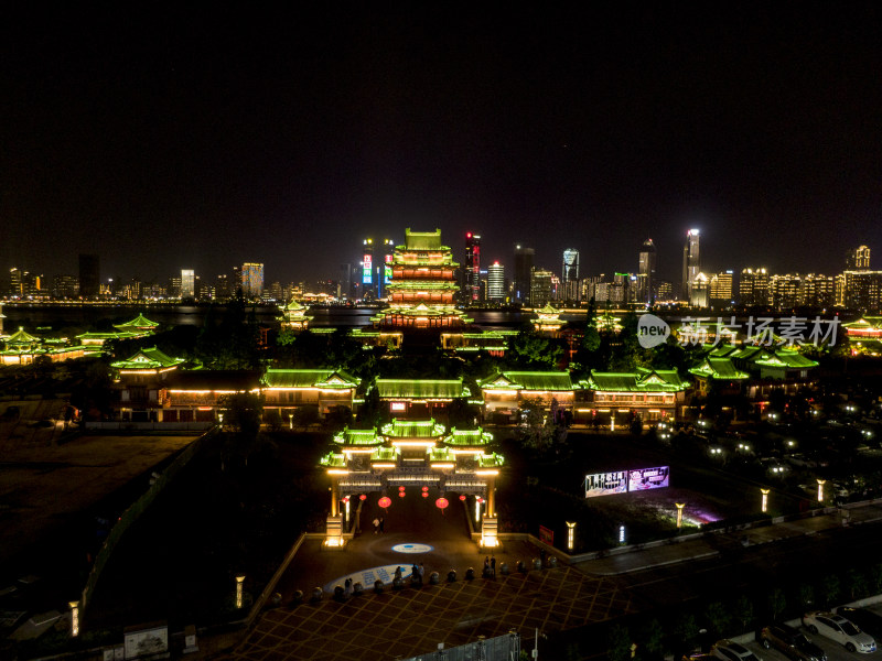 江西南昌滕王阁 A景区夜景航拍