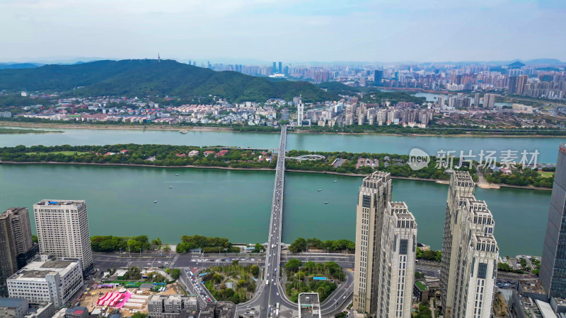 湖南长沙城市风光建筑交通航拍