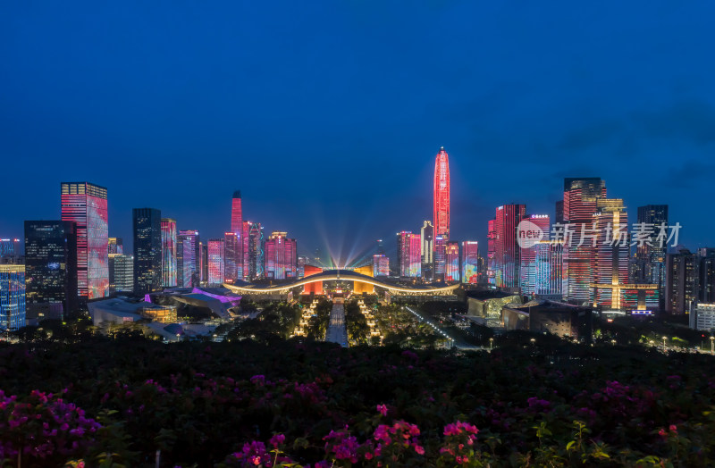 深圳福田中心区灯光秀夜景