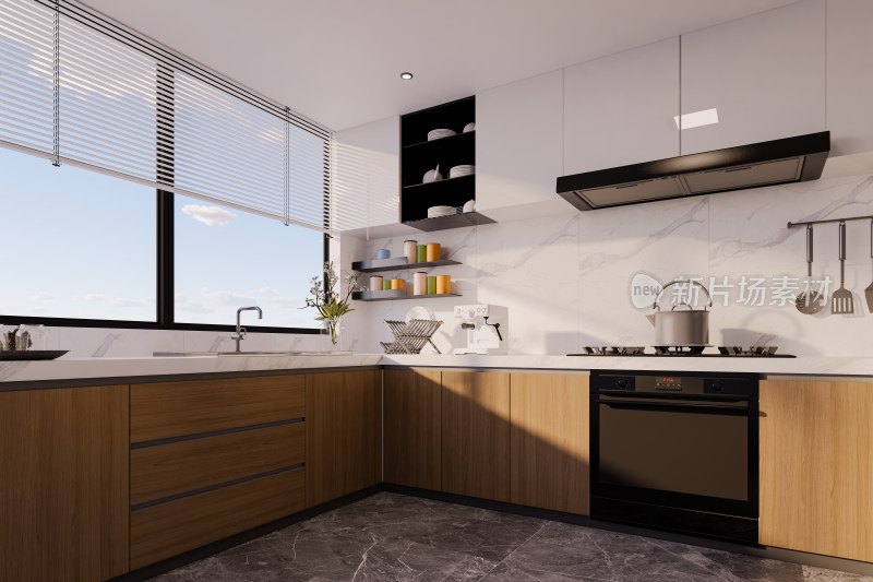 现代风格住宅室内厨房操作台