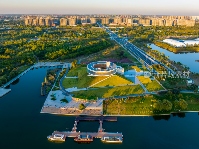 河南省郑州市黑川纪章纪念馆航拍视角