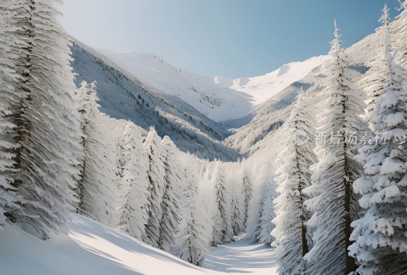 冬季森林白雪覆盖风景