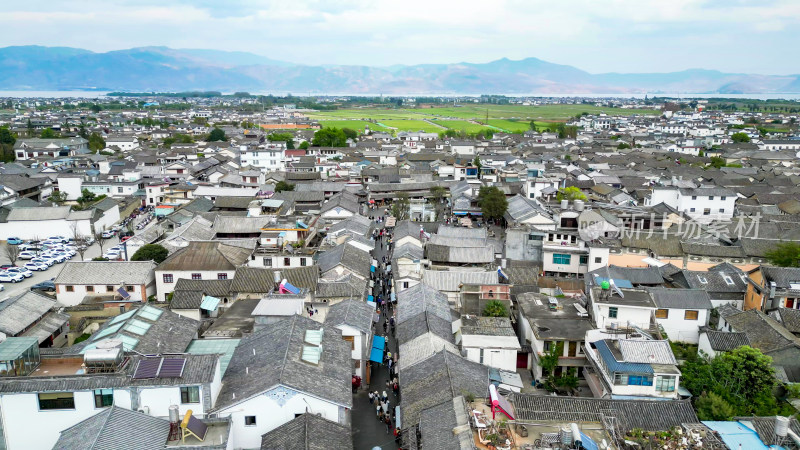 云南大理喜洲古城著名旅游景区航拍