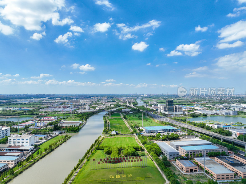 航拍昆山城市乡村建筑风光大景