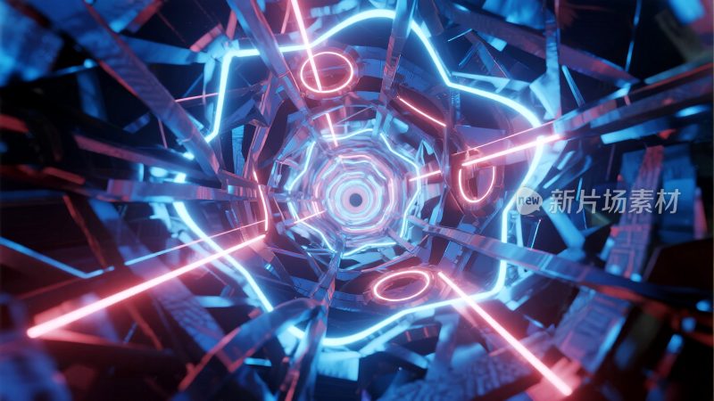 未来感霓虹光线隧道场景