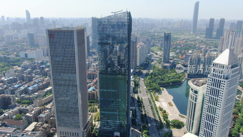 航拍湖北武汉金融中心高楼