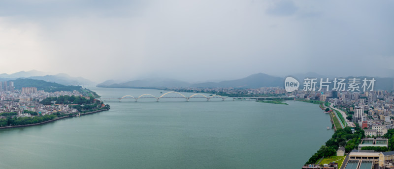 航拍夏季白天广东潮州韩江江景风光