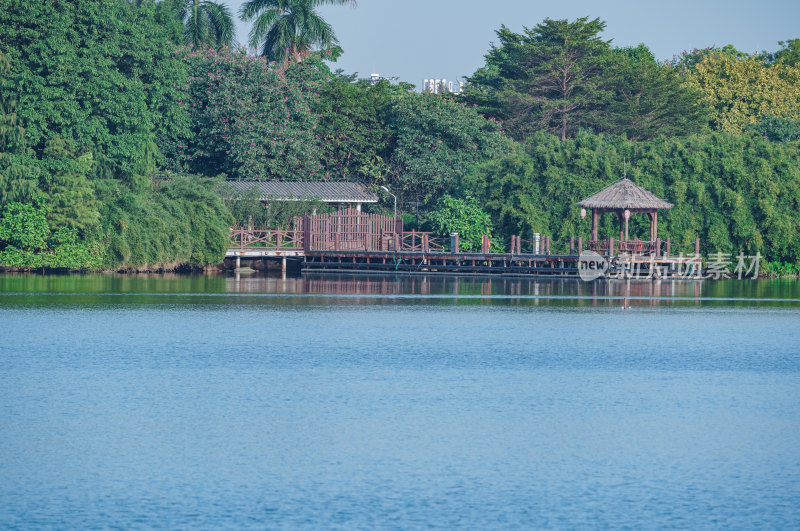 广州海珠湖公园湖岸栈道观景台