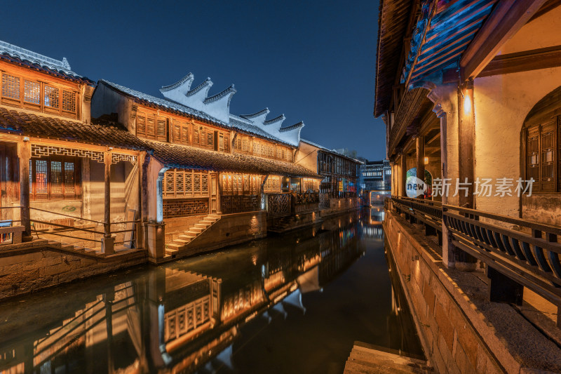 江南水乡-浙江嘉兴月河历史街区夜景