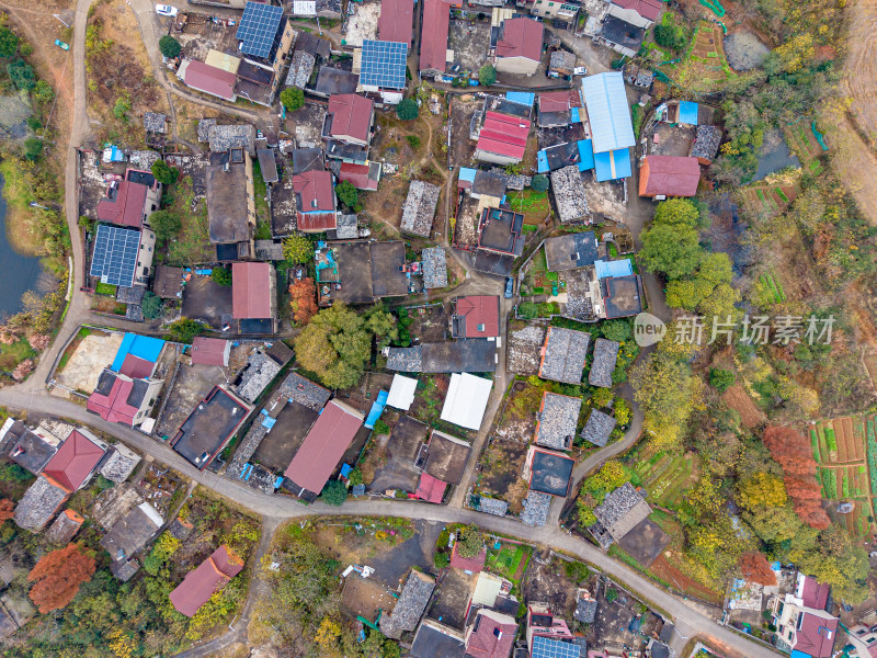 乡村村落农田航拍全景