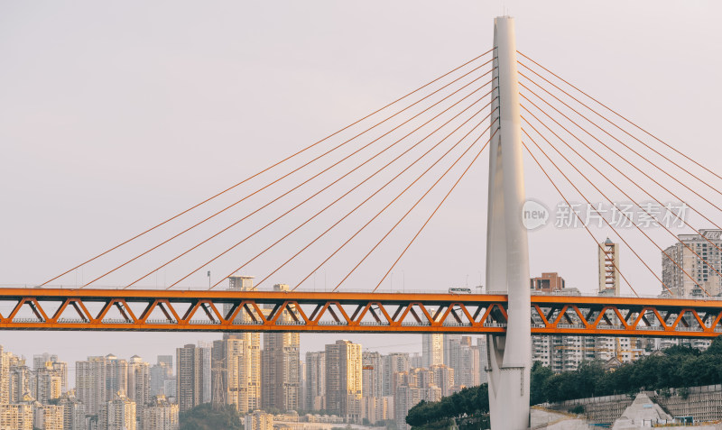 重庆东水门长江大桥与高楼建筑群