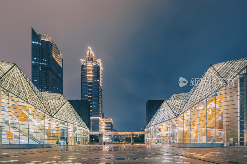 深圳图书馆与深圳音乐厅夜景