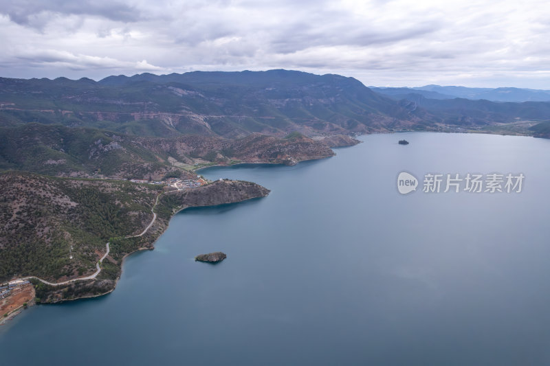 云南丽江泸沽湖摩梭族美景高空航拍