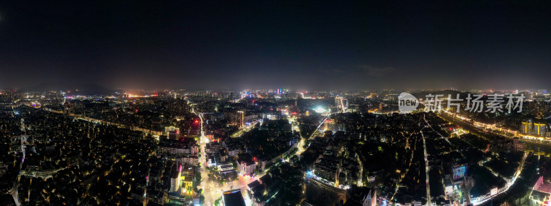 广东江门城市夜景交通城市大道航拍全景图