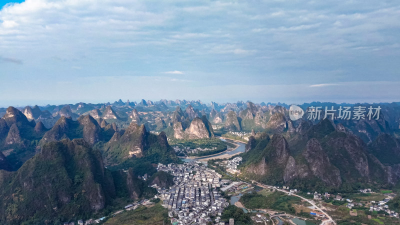 广西桂林山水风光航拍图