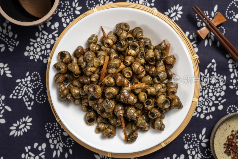 炒螺蛳螺肉中国菜农家菜美食特写