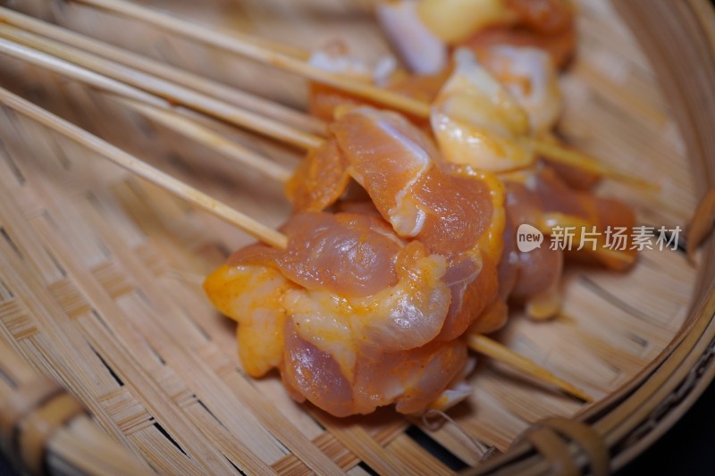 奥尔良鸡肉串小串肉串钵钵鸡炸串烤串美食