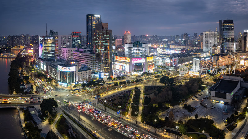 宁波三江口夜景航拍