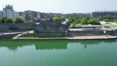 航拍湖北襄阳古城襄阳古城墙