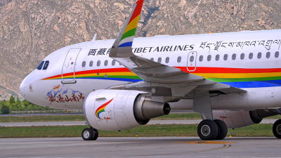 西藏拉萨机场民航客机