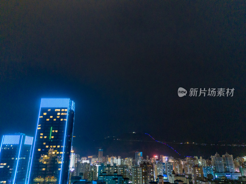 兰州城市夜景航拍图