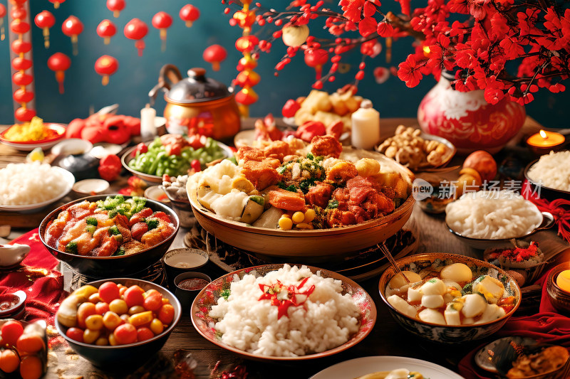 新年团圆庆祝年夜饭美食喜庆