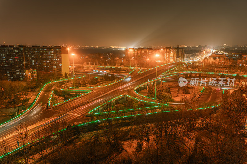 北京玉蜓桥城市车流夜晚公路