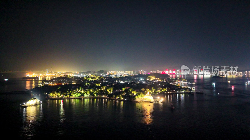 福建厦门鼓浪屿夜景航拍