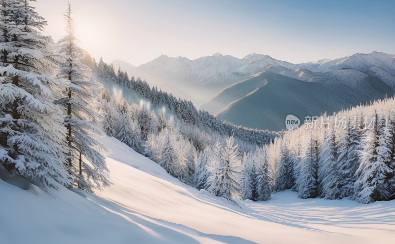 冬季森林白雪覆盖风景