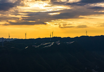 绿色能源风能发电喀斯特地貌