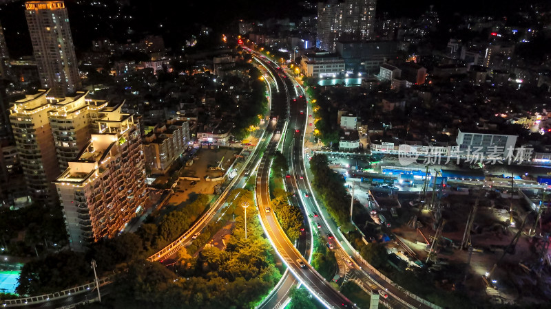 厦门城市夜景航拍图