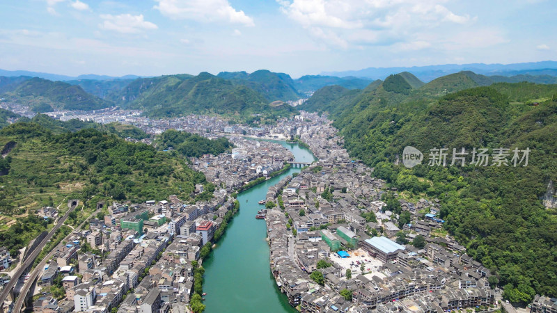 航拍贵州黔东南镇远古镇5A景区