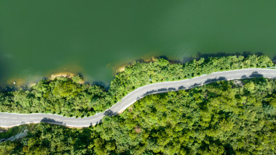 湖北武汉黄陂山区道路航拍