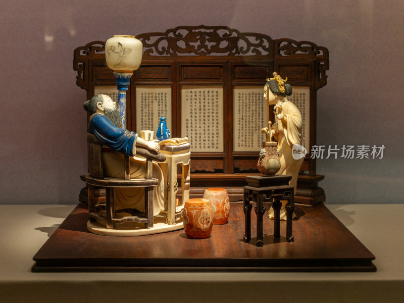 民国象牙雕“刺虎”摆件