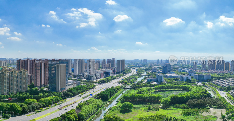 航拍江苏苏州昆山城市建筑风光大景