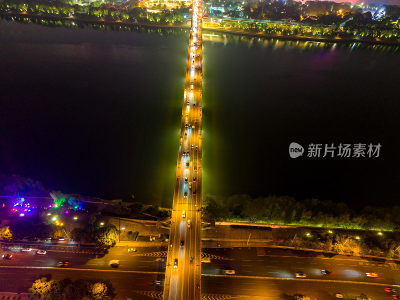 长沙河西夜景航拍图