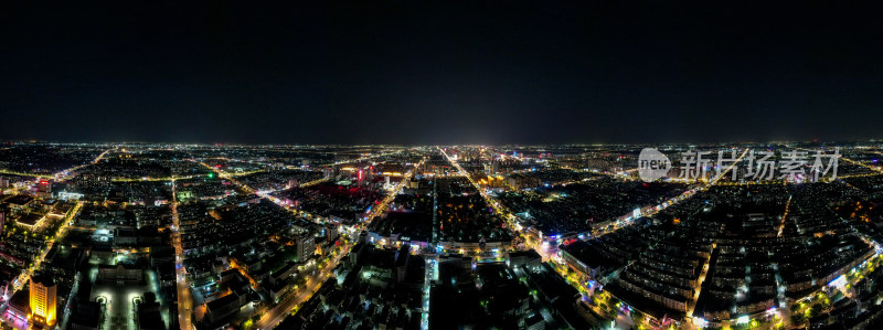 山东东营城市夜景航拍全景图