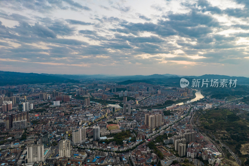 湖南怀化城市日落晚霞夕阳