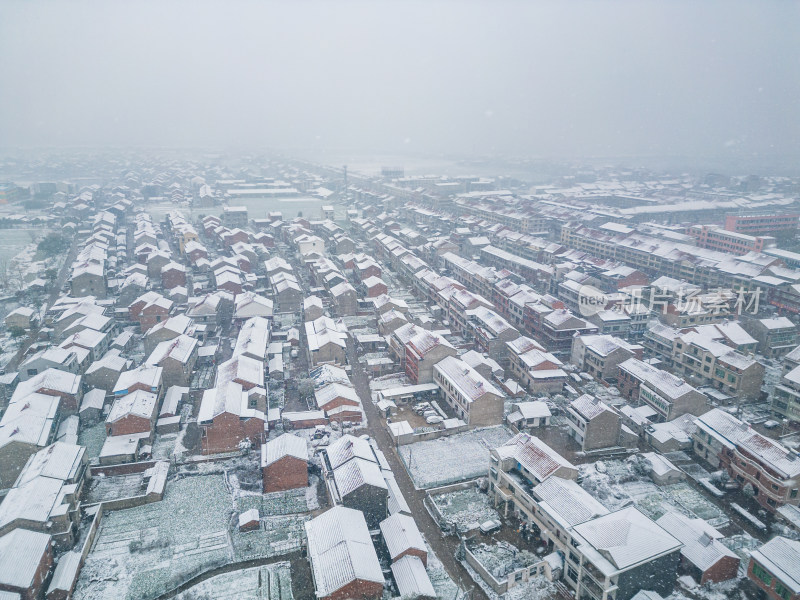 湖北乡村雪景航拍风光