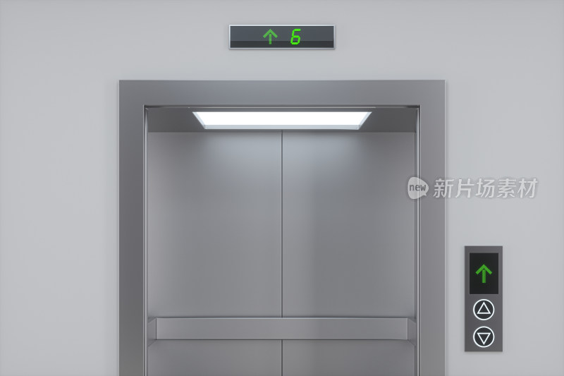 打开着的升降电梯 3D渲染