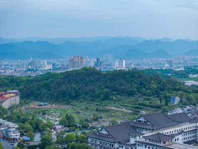 航拍浙江省台州市天台县城市风光