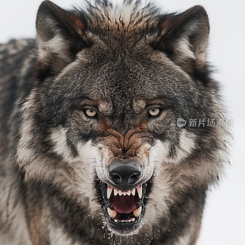 snarling wolf close - up